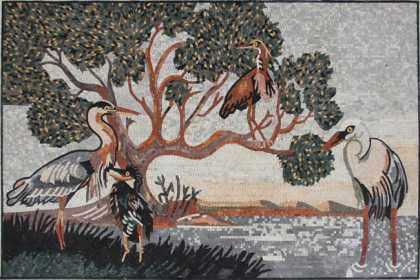 AN103 Storks and tree landscape Mosaic