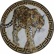 AN1043 Wild Leopard Animal Greek Frame  Mosaic