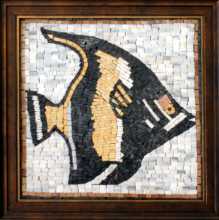 AN116 black & gold fish with frame Mosaic