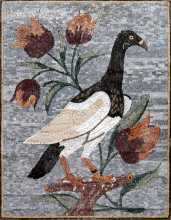 AN123 Big bird and red flowers Mosaic