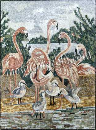 AN645 flamingo landscape Mosaic