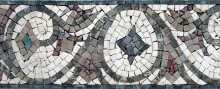 Grey on White Artistic Floral Border Mosaic