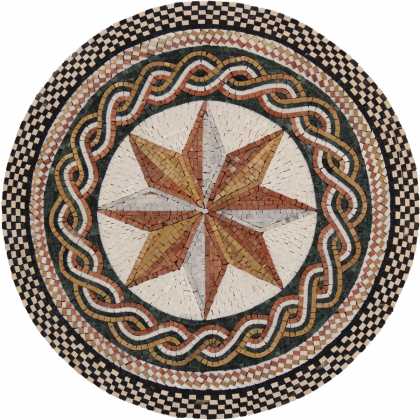 Mosaic Compass Round Floor Decor