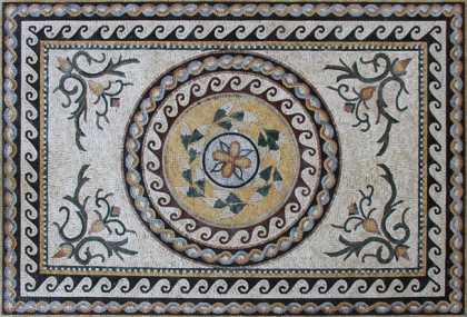 CR1276 Handmade Ancient Design Carpet Roman  Mosaic