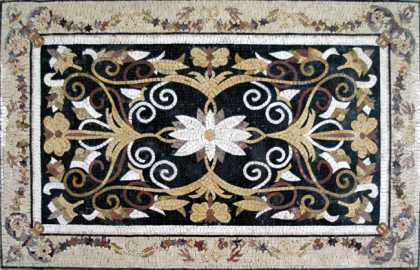 CR209 Elegant black gold & white floral Mosaic