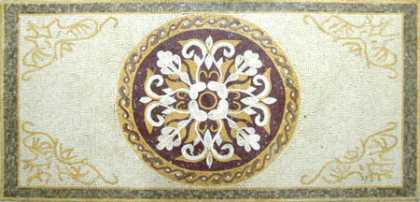 CR258 Cream yellow white & burgundy floral design Mosaic