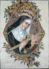 St. Rita Holding Cross Floral Border Mosaic