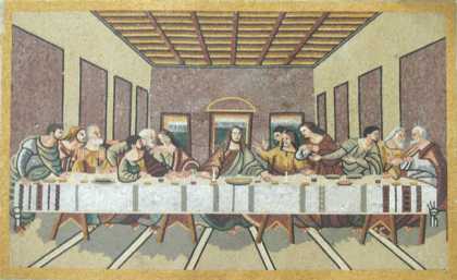 The Last Supper with Yellow Border Religious  Mosaic