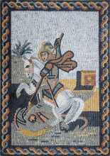 St. George Slaying Dragon Rope Border Mosaic