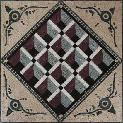 GEO2707 Optical Illusion 3D Squares Handmade  Mosaic