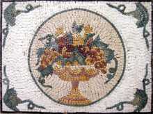 Fruit Bowl Circle in Rectangle Backsplash Mosaic