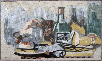 Cheese & Wine Rectangular Kitchen Backsplash Mosaic