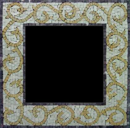 Yellow Spirals on Off-White Mirror Border Mosaic