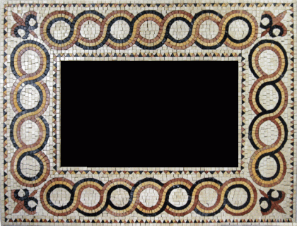 Black Orange Yellow Circles Mirror Border Mosaic