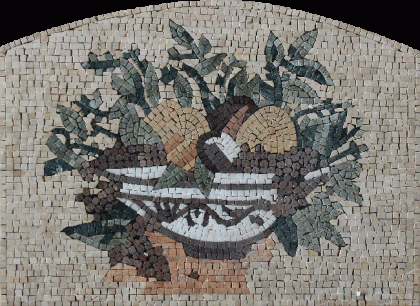 Fruits Bowl Still Life Arched Kitchen Backsplash Mosaic