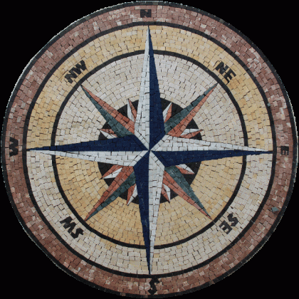 MD1965 Earth Tones Classic Nautical Compass  Mosaic