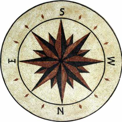 MD482 brick & black compass nautical star Mosaic