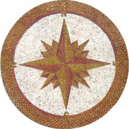 MD764 brown compass on white background Mosaic