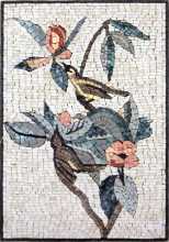 Pastel Birds & Flower Branches Mosaic Backsplash