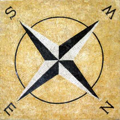 Diagonal COMPASS Floor Mosaic