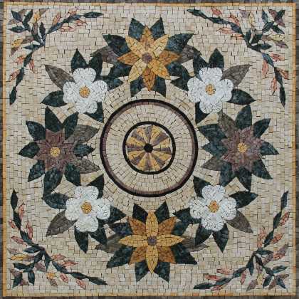 Square Floral Garden Mosaic