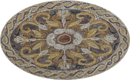 Floral Oval Outdoor Mosaic Tile